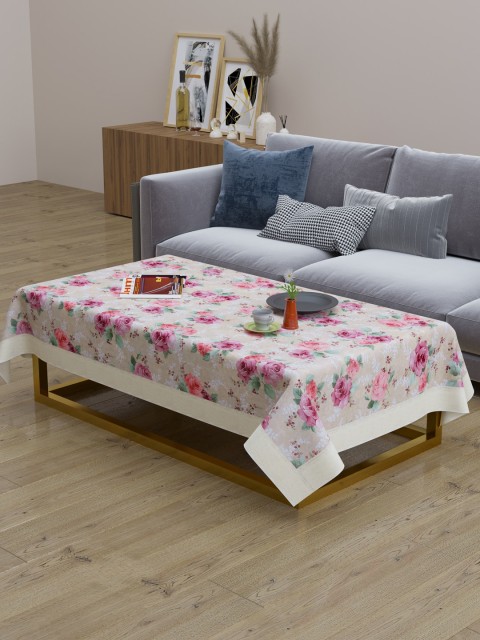 

Clasiko Beige & Pink Floral Printed 2-Seater Rectangle Table Cover