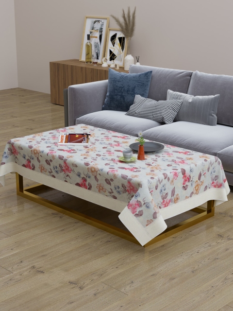 

Clasiko Cream-Coloured & Pink Floral Printed 2-Seater Rectangular Table Cover