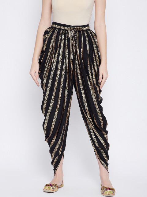 

TULIP 21 Women Black & Gold-Striped Dhoti Pants