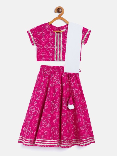 

InWeave Girls Pink Ethnic Motifs Pure Cotton Lehenga Choli Set