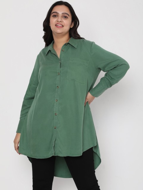 

Vero Moda Women Green Opaque High-Low Casual Shirt