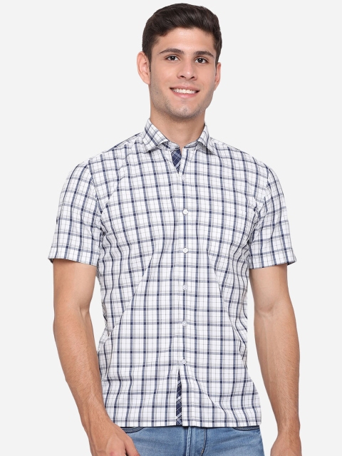 

Greenfibre Men White Opaque Checked Casual Shirt