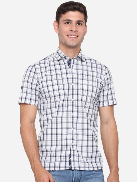 

Greenfibre Men White Opaque Checked Casual Shirt