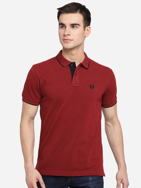 

Greenfibre Men Maroon Polo Collar Applique Slim Fit T-shirt