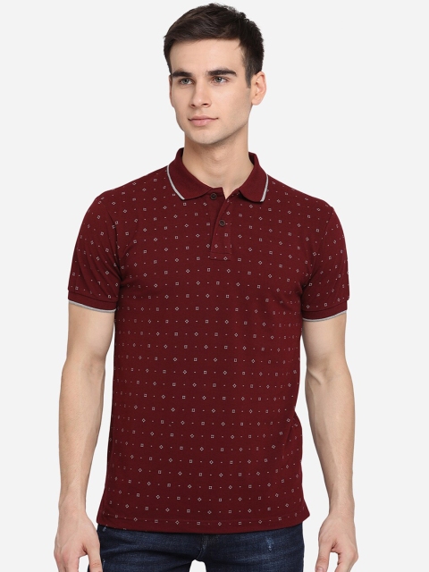 

Greenfibre Men Red Polo Collar Pockets Slim Fit T-shirt