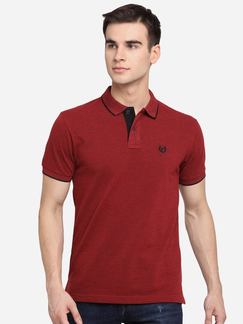 

Greenfibre Men Maroon Pure Cotton Polo Collar Slim Fit T-shirt