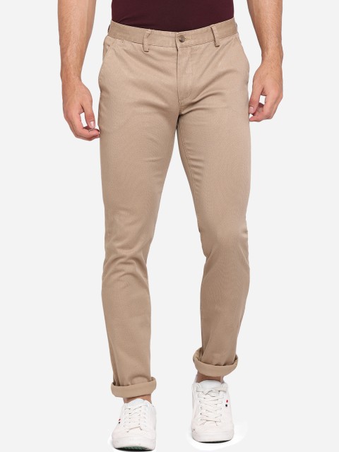 

Greenfibre Men Khaki Slim Fit Pure Cotton Trousers