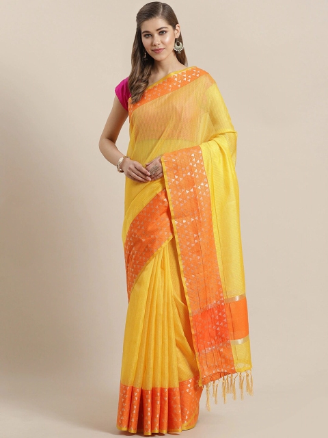 

Ishin Yellow & Orange Zari Kota Saree