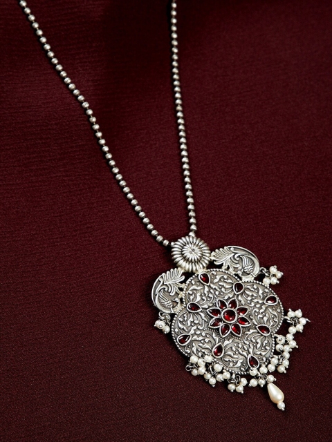 

GloBox By ZeroKaata Silver-Toned Brass Silver-Plated Oxidised Necklace