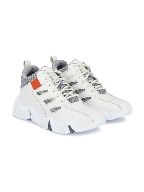 

mr wonker Men White & Grey Solid Sneakers
