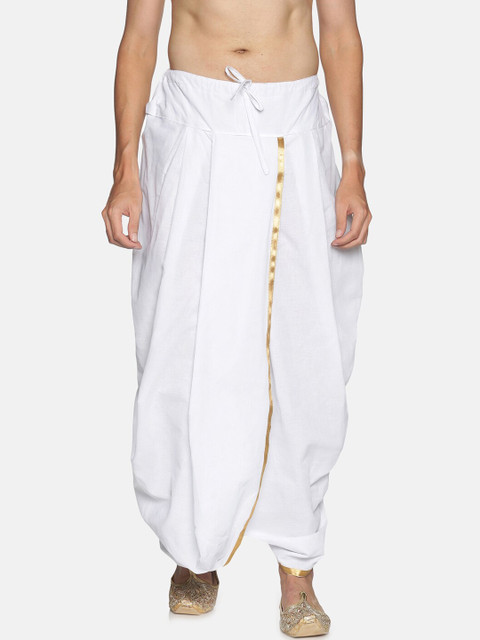 

Sethukrishna Men White Solid Cotton Dhoti Pants