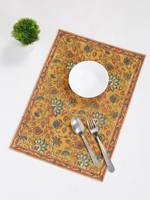 

Fabindia Set Of 6 Brown & Yellow Floral Printed Cotton Table Placemats