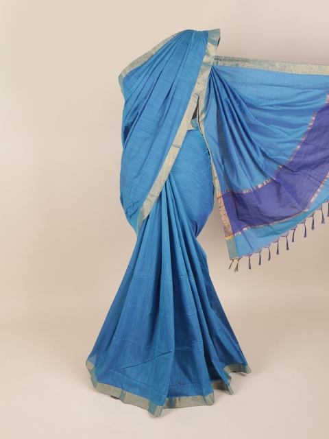 

Pothys Blue & Navy Blue Zari Silk Cotton Saree