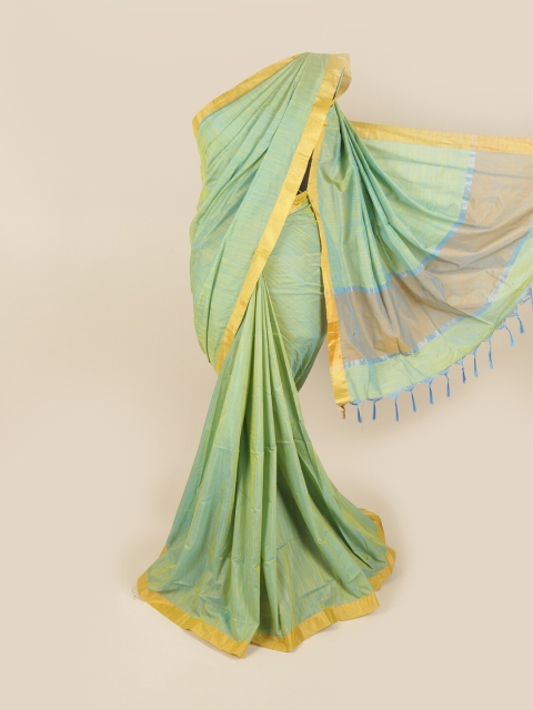 

Pothys Green & Gold-Toned Zari Silk Cotton Saree