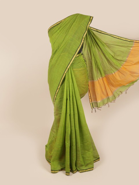 

Pothys Green & Yellow Zari Silk Cotton Saree