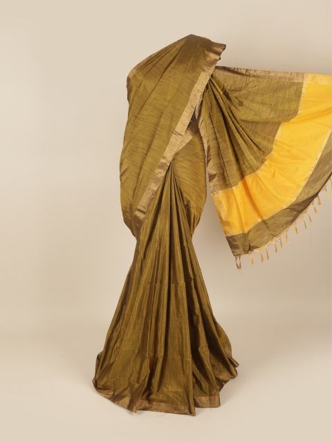 

Pothys Green & Yellow Zari Silk Cotton Saree