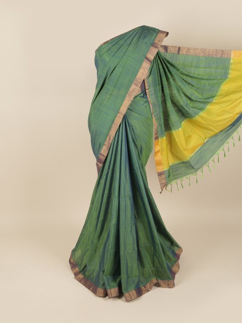 

Pothys Green & Yellow Zari Silk Cotton Saree