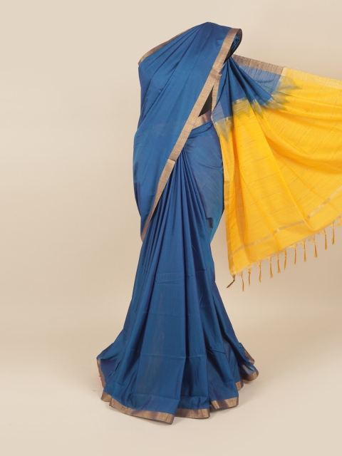 

Pothys Blue & Yellow Zari Silk Cotton Saree