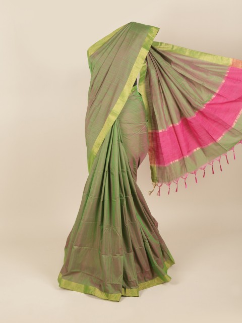 

Pothys Green & Pink Zari Silk Cotton Saree