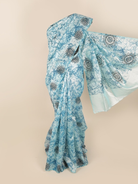 

Pothys Blue & White Tussar Saree