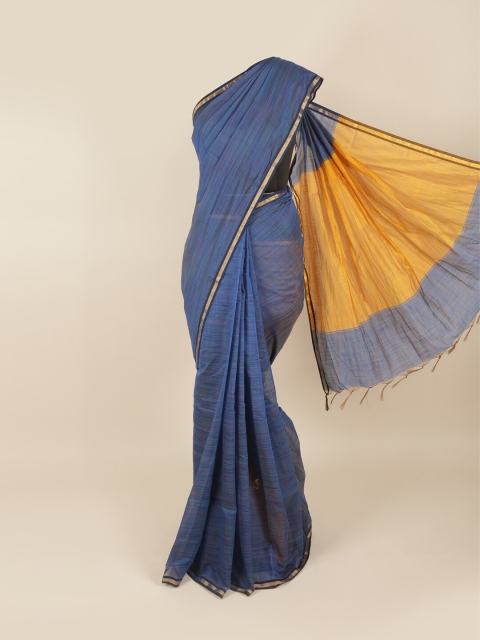 

Pothys Blue & Yellow Zari Silk Cotton Saree