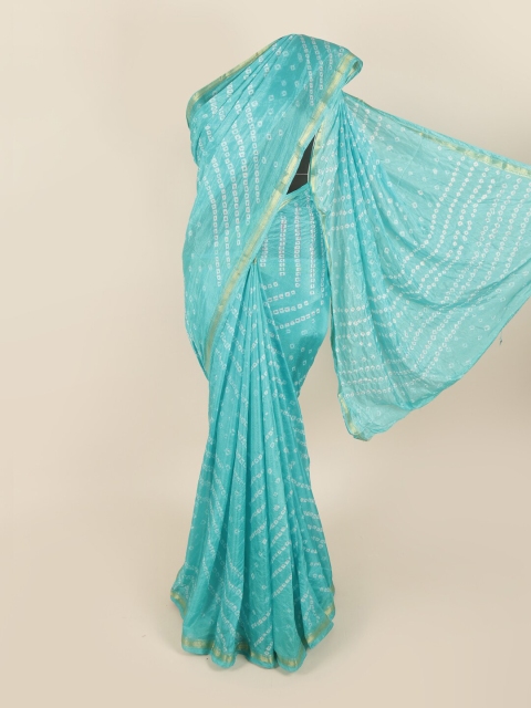 

Pothys Blue & White Bandhani Zari Art Silk Saree