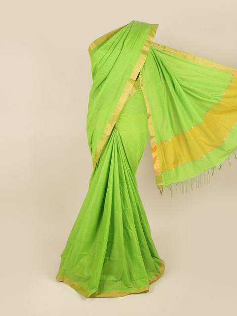 

Pothys Green & Yellow Zari Silk Cotton Saree
