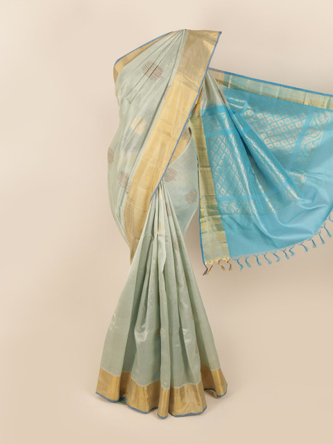 

Pothys Grey & Blue Woven Design Zari Silk Cotton Saree
