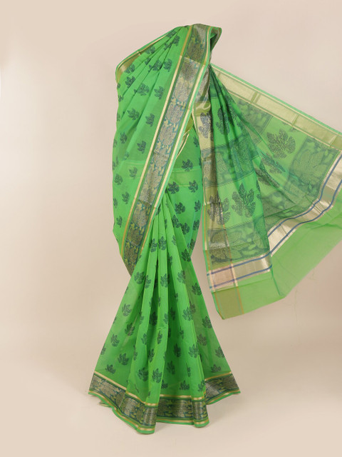 

Pothys Green Ethnic Motifs Zari Silk Cotton Saree