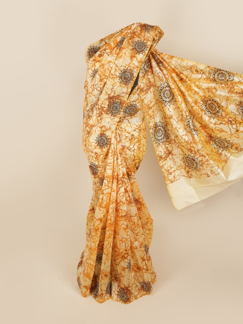 

Pothys Yellow & Brown Tussar Silk Saree
