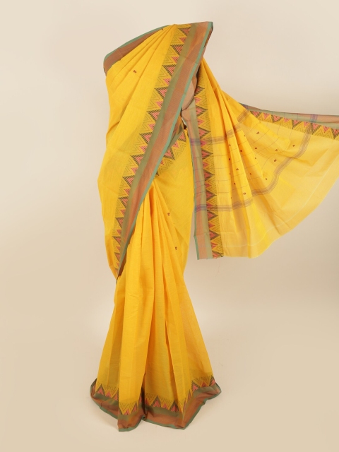 

Pothys Yellow & Tan Pure Cotton Chettinad Saree