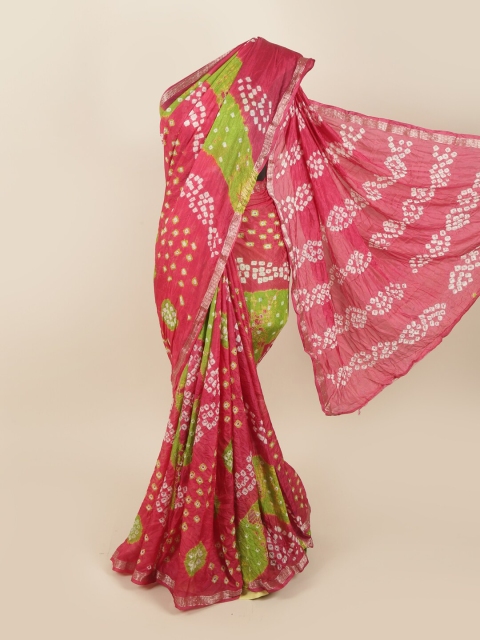 

Pothys Magenta & Green Bandhani Art Silk Saree