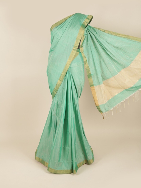 

Pothys Green & Gold-Toned Silk Cotton Saree