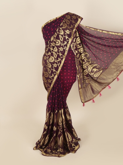 

Pothys Purple & Pink Floral Zari Art Silk Saree