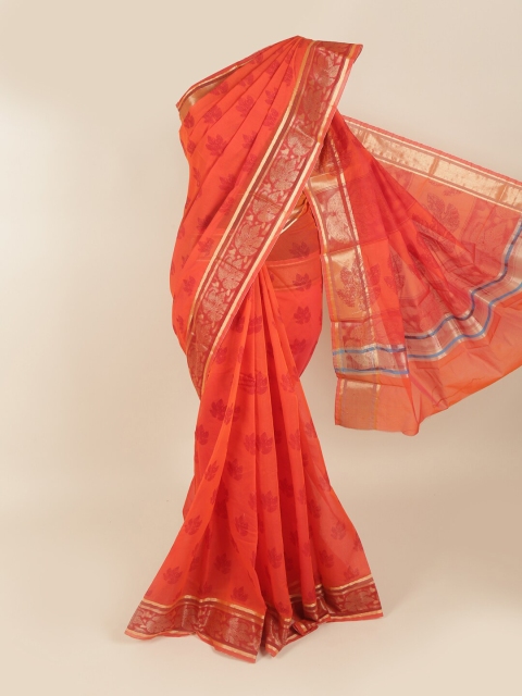 

Pothys Red & Orange Ethnic Motifs Silk Cotton Saree