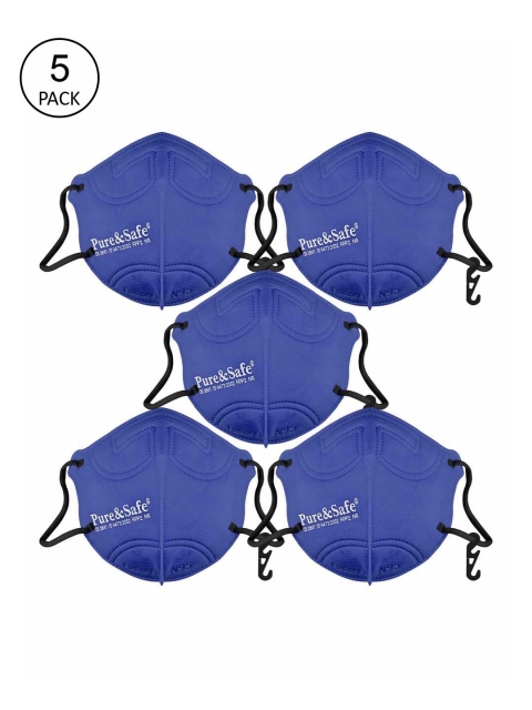 

Khadi Essentials Pure&Safe FFP2 5-Ply Cotton Reusable N95 Face Masks Pack of 5, Blue