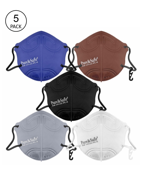 

KHADI ESSENTIALS Unisex Pack Of 5 Assorted 5-Ply Reusable Pure Cotton N95 Masks