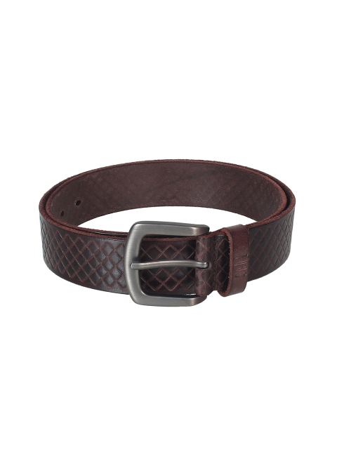 

echt Men Coffee Brown Textured Leather Belt