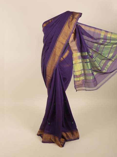 

Pothys Violet & Gold-Toned Zari Pure Cotton Saree