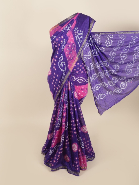 

Pothys Violet & Pink Bandhani Zari Art Silk Saree