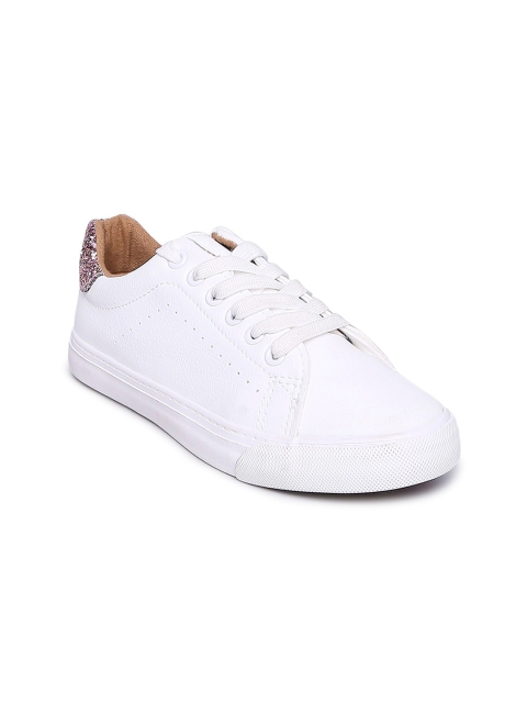 

Forever Glam by Pantaloons Women White Textured Leather Sneakers
