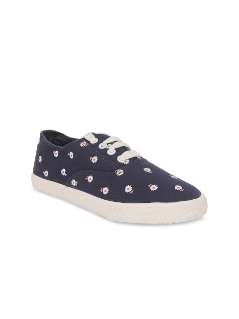 

Forever Glam by Pantaloons Women vy Blue Printed Sneakers, Navy blue