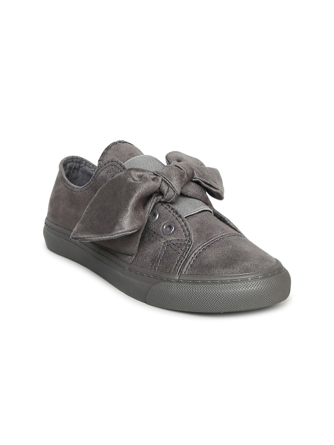 

Forever Glam by Pantaloons Women Grey Solid Slip-On Sneakers with Bow