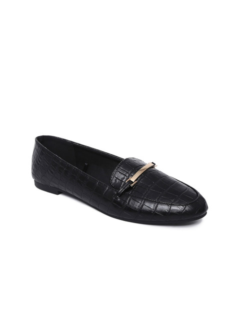 

Forever Glam by Pantaloons Women Black Textured Loafers With Western Embellishments