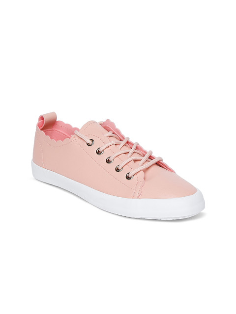 

Forever Glam by Pantaloons Women Peach-Coloured Leather Sneakers