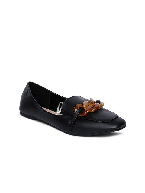 

Forever Glam by Pantaloons Women Black Leather Loafers