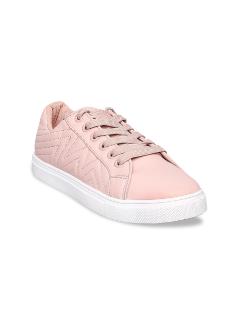 

Forever Glam by Pantaloons Women Pink Woven Design Leather Sneakers