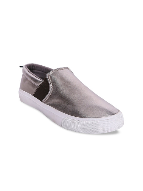 

Forever Glam by Pantaloons Women Grey Leather Slip-On Sneakers