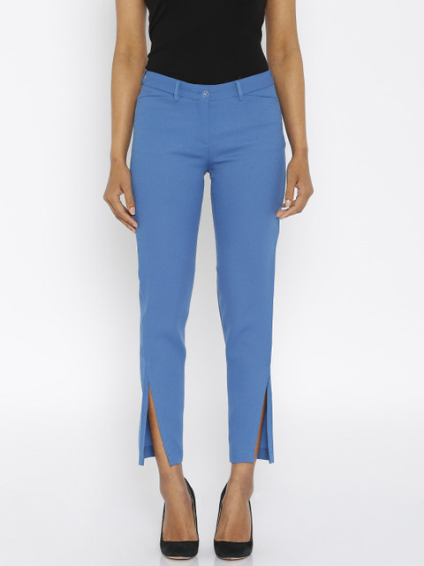 

Van Heusen Woman Women Blue Slim Fit Flat-Front Trousers