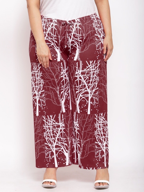 

KLOTTHE Women Maroon & White Printed Palazzos